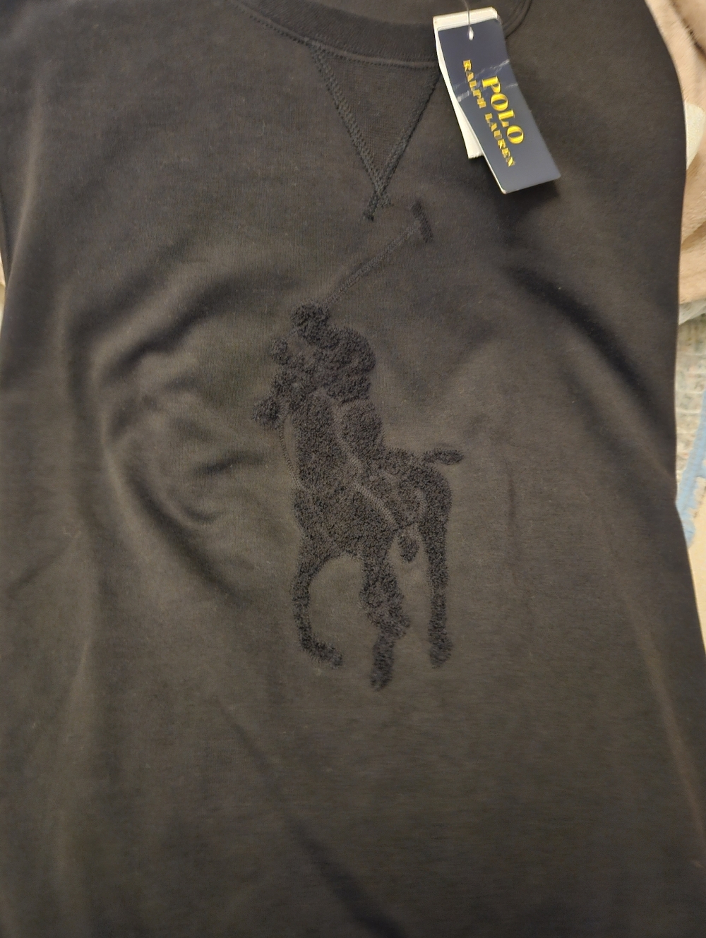 Polo by Ralph Lauren Black Tee with Textured Polo Player